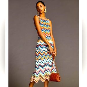 Shoshanna Chevron Knit MIDI Dress NWT